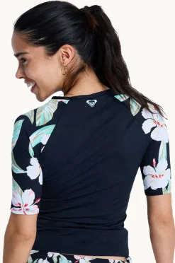 Rashies & Sunsuits|Roxy Spring Charming Short Sleeve Suntop BLACK