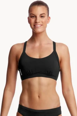 Bikini Tops|Funkita Still Hold Steady Crop Top Black
