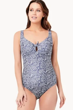 One Pieces|Ripe Maternity Stormi Tie Front One Piece Indigo/white