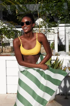 Gifts|Towels|Dock And Bay Stripe Cabana Microfibre Towel Olive