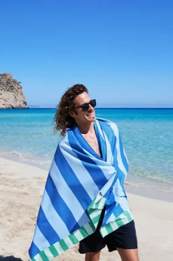 Towels|Towels|Dock And Bay Stripe Clubhouse Microfibre Towel Blue