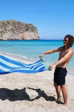 Towels|Towels|Dock And Bay Stripe Clubhouse Microfibre Towel Blue