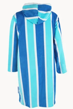 Towel Robes & Ponchos|Towel Robes & Ponchos|Back Beach Co Stripe Hooded Towelling Robe M/L Blue