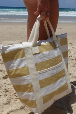 Cooler Bags|Picnic Vibes|Sunny Life Stripe Light Cooler Tote Butternut