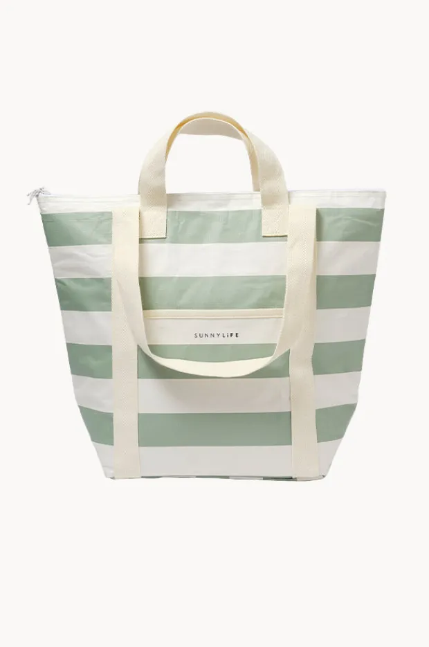 Cooler Bags|Picnic Vibes|Sunny Life Stripe Light Cooler Tote Sage