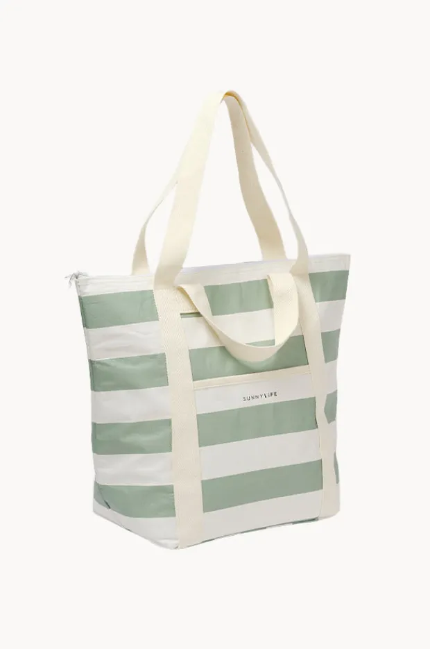 Cooler Bags|Picnic Vibes|Sunny Life Stripe Light Cooler Tote Sage