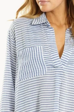 Tops|Sunseeker Stripe Painter Shirt Blue