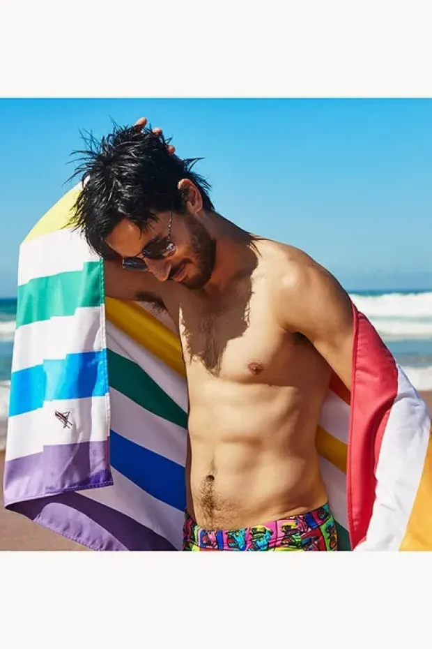 Towels|Towels|Dock And Bay Stripe Summer Microfibre Towel Rainbow skies