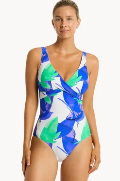 One Pieces|Sea Level Sublime Cross Front One Piece Cobalt