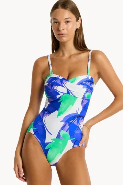 One Pieces|Sea Level Sublime Twist Bandeau One Piece Cobalt