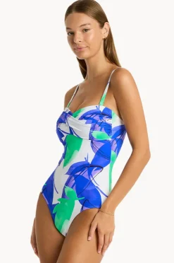 One Pieces|Sea Level Sublime Twist Bandeau One Piece Cobalt
