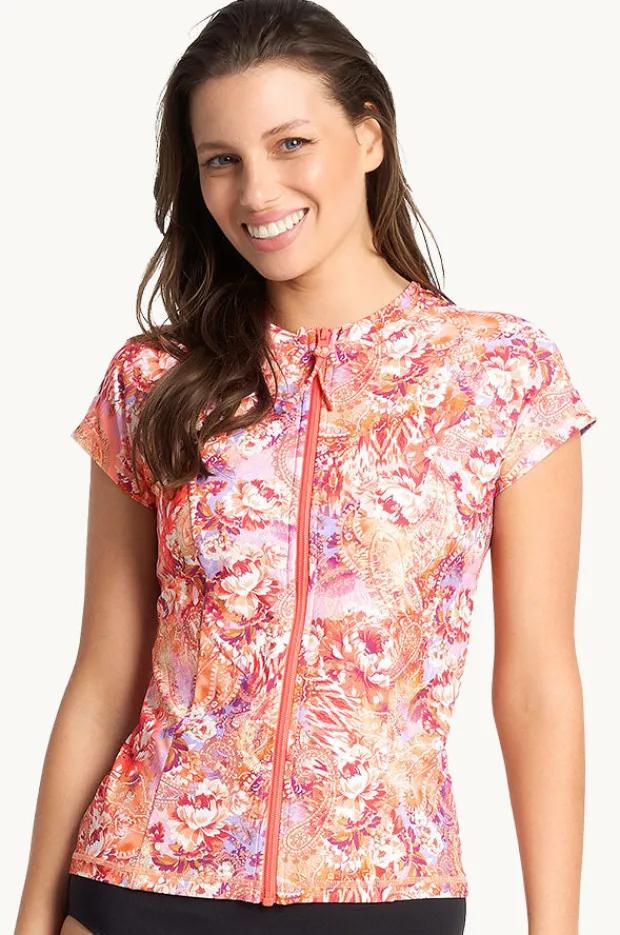 Rashies & Sunsuits|Sunseeker Sundance Short Sleeve Suntop Peach