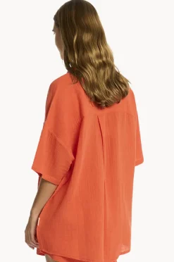 Tops|Sea Level Sunset Aloha Shirt Flame