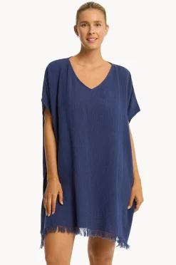 Overswim|Sea Level Sunset Kaftan French navy