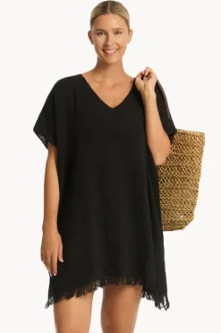 Overswim|Sea Level Sunset Kaftan Black