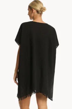 Overswim|Sea Level Sunset Kaftan Black