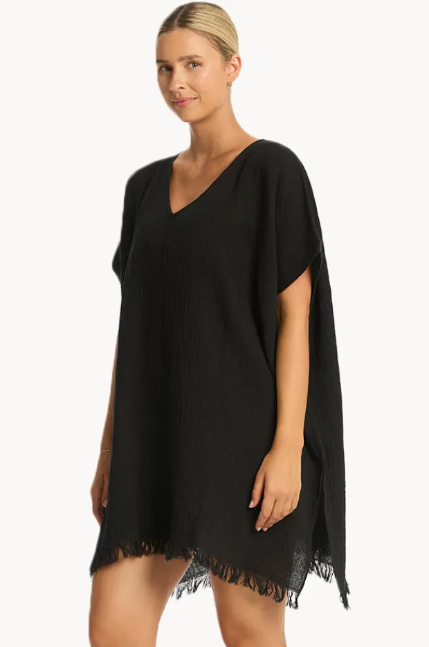 Overswim|Sea Level Sunset Kaftan Black