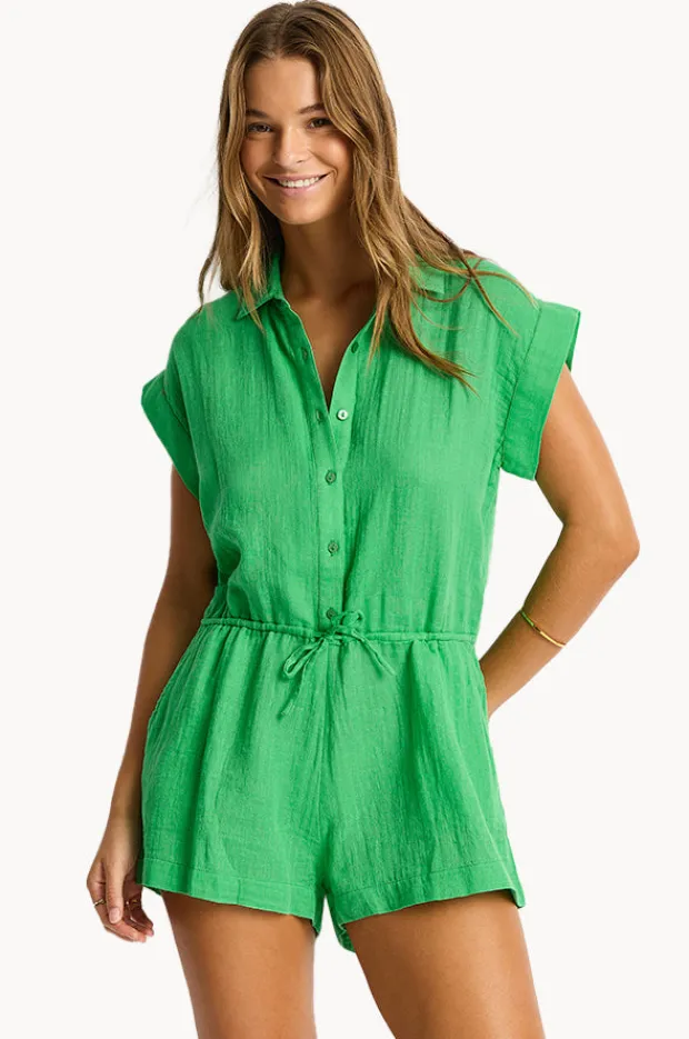Playsuits|Sea Level Sunset Playsuit Kelly green
