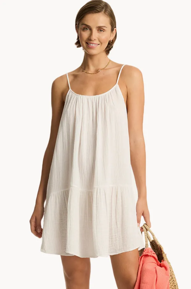 Dresses|Sea Level Sunset Short Sundress White