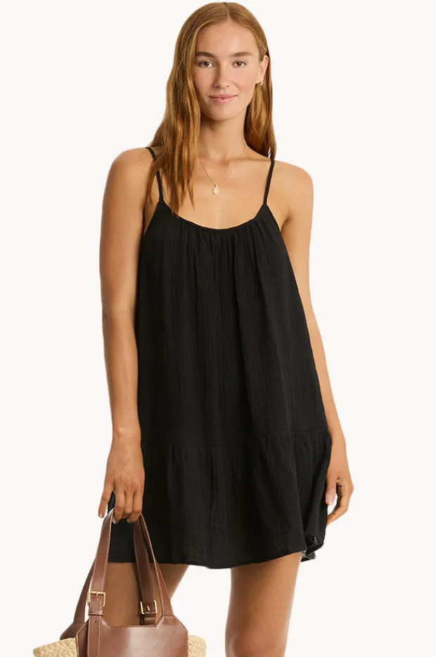 Dresses|Sea Level Sunset Short Sundress Black