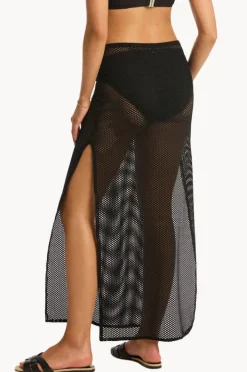 Skirts|Sea Level Surf Mesh Long Skirt Black