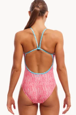 One Pieces|Funkita Sweet Releaf Single Strap One Piece Pink/white