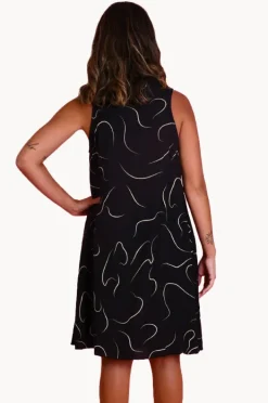 Dresses|Bodacious Swirl Lombok Pleat Dress Black