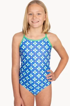 One Pieces|Babes In The Shade Teen Girls Clover One Piece Blue/white
