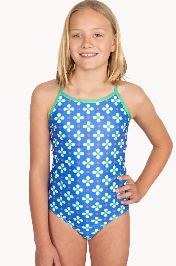 One Pieces|Babes In The Shade Teen Girls Clover One Piece Blue/white