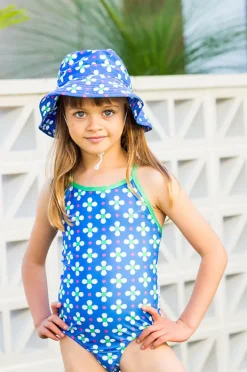 One Pieces|Babes In The Shade Teen Girls Clover One Piece Blue/white