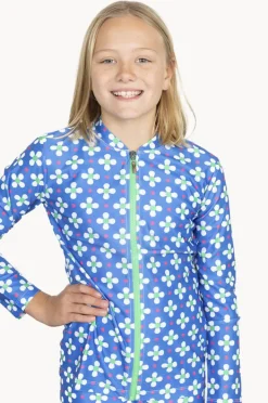 Rashies & Sunsuits|Babes In The Shade Teen Girls Clover Suntop Blue/white