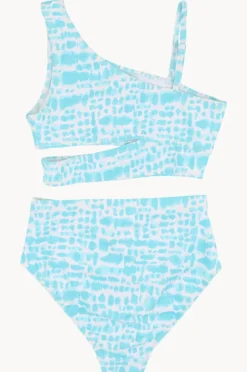 Bikini Sets|Minihaha Teen Girls Koa Print Crop Set Aqua