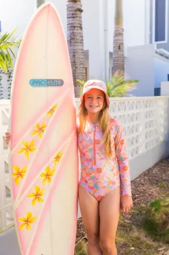 Rashies & Sunsuits|Rashies & Sunsuits|Babes In The Shade Teen Girls Sunny Girl Sunsuit Orange/pink