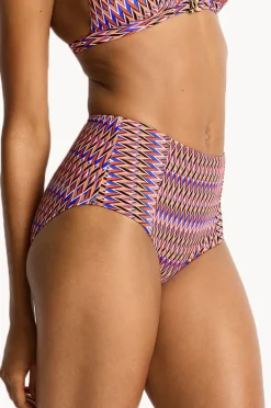 Bottoms|Sea Level Tessera Panelled High Waist Pant Blue