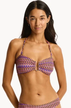 Bikini Tops|Sea Level Tessera U Bar Bandeau Blue