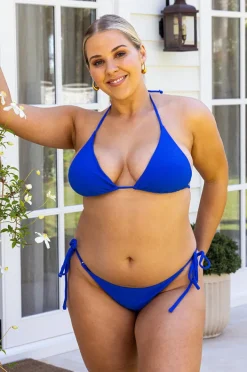 Bikini Tops|Base Swim Textured Slide Tri Cobalt