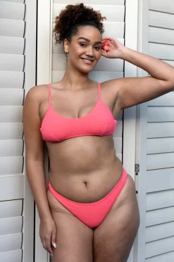 Bikini Tops|Base Swim Textured Tie Back Bralette Bright coral