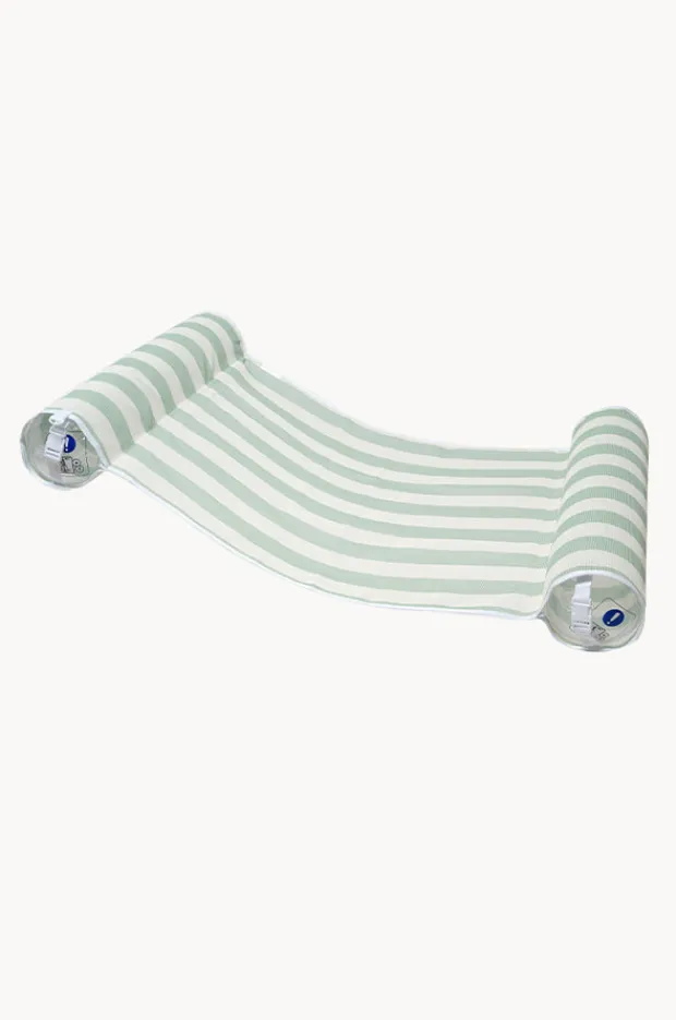 Water Hammocks|Pool Inflatables|Sunny Life The Vacay Stripe Mesh Hammock Float Sage