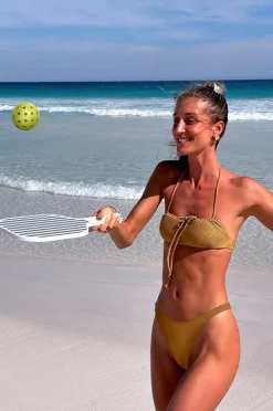 Beach & Pool Games|Sunny Life The Vacay Stripe Pickleball Set Olive