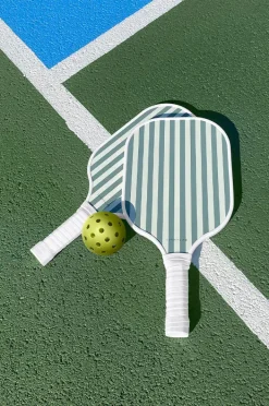 Beach & Pool Games|Sunny Life The Vacay Stripe Pickleball Set Olive