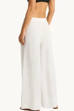 Pants|Sea Level Tidal Linen Palazzo Pant WHITE