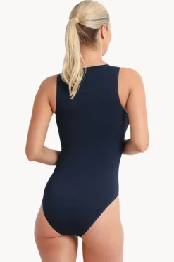 One Pieces|Poolproof Tide Sleeveless Zip One Piece Pacific