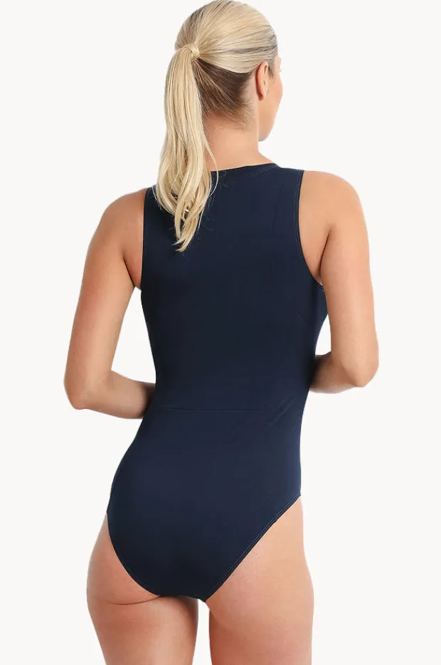 One Pieces|Poolproof Tide Sleeveless Zip One Piece Pacific