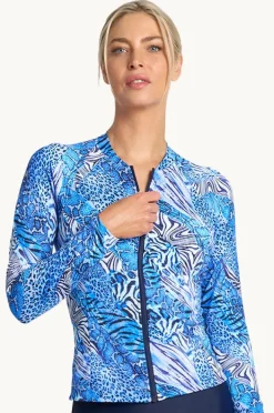 Rashies & Sunsuits|Jantzen Tigeress Long Sleeve Suntop Navy