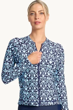 Rashies & Sunsuits|Jantzen Tile Long Sleeve Suntop Navy