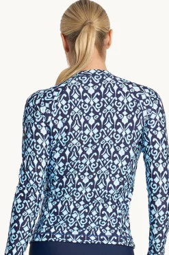 Rashies & Sunsuits|Jantzen Tile Long Sleeve Suntop Navy