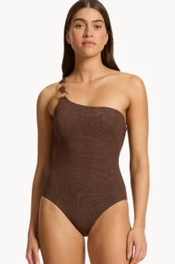 One Pieces|Jets Tirari Nights One Shoulder One Piece Chocolate