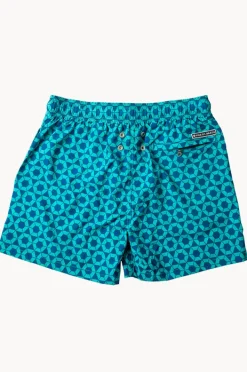 Boardshorts|Pier St. Barth Toddler Boys Hexa Swim Short Navy/Turquoise
