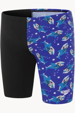Jammers|Speedo Toddler Boys Shark Digital Printed Jammer Black/blue