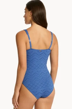One Pieces|Sea Level Toscana Lace Up One Piece Denim